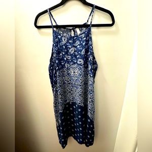 Blue high neck dress